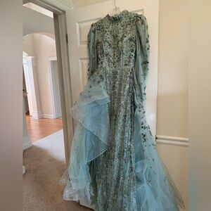 Elegant Embellished Gown in Light Blue